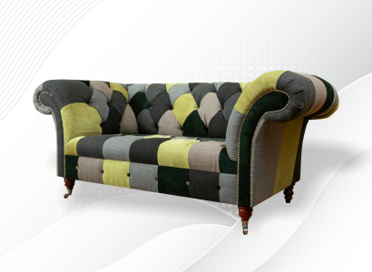 Chesterfield Sofa Couch Upholstered Sofas Classic 2 Seater Leather Textile Colorful